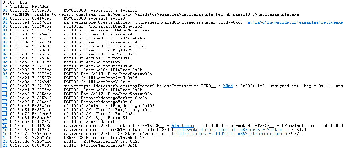 WinDbg callstack