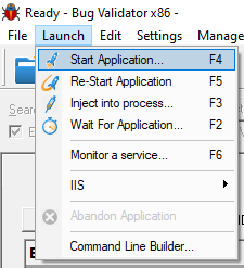 Bug Validator native and .Net launch menu