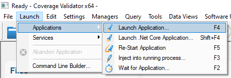 Coverage Validator launch menu