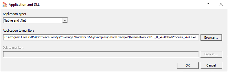 Coverage Validator native and .Net application and DLL dialog with child process