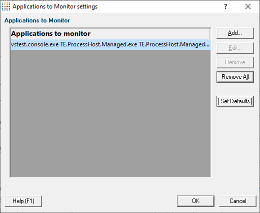 Memory Validator native and .Net applications to monitor dialog