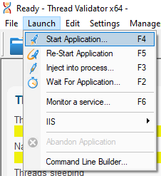 Thread Validator launch application menu