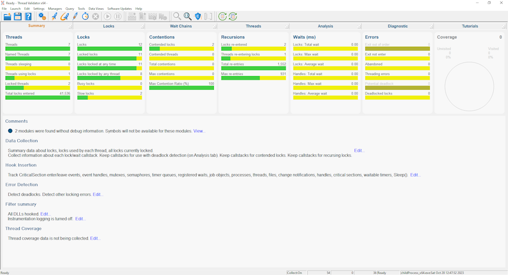 Thread Validator native and .Net child process deadlock detection results