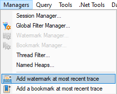 Memory Validator Managers menu, Add Watermark