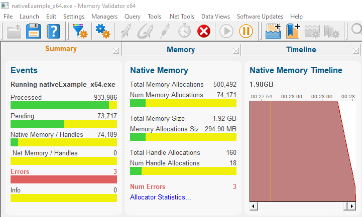 Memory Validator watermarks deallocating memory