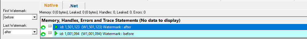 Memory Validator memory between watermarks before and after deallocated