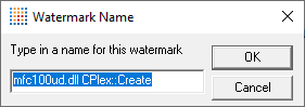 Memory Validator Watermark Name dialog